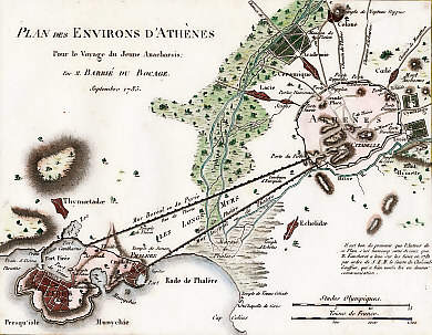 Plan Des Environs D´Athènes, Pour Le Voyage Du Jeune Anacharsis, Septembre 1785