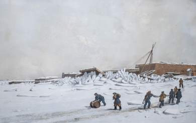 Poussée des glaces sur le débarcadère de Kil-BOuroun, 24 Décembre 1855