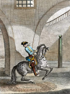 Pirouette rechts auf einem Circul von Laenge des Pferds, La Pirouette &agrave; La Droite Sur Un Cercle  La Longueur Du Cheval