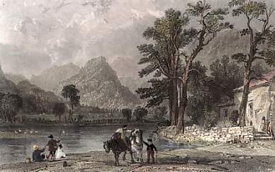 Castle Crag, Borrowdale, from the Village of Grange, Cumberland