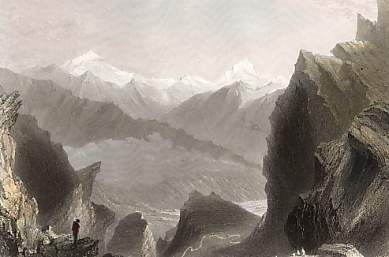 Pass of the Ghemmi, with Monte Rosa and the Cervin, from the Summit of the Ghemmi