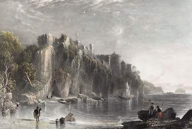 Colzean Castle, with the Fairy Coves