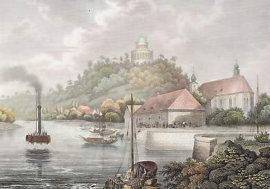 Die Befreiungshalle und die Mündung des Donau-Mayn-Canals bei Kellheim