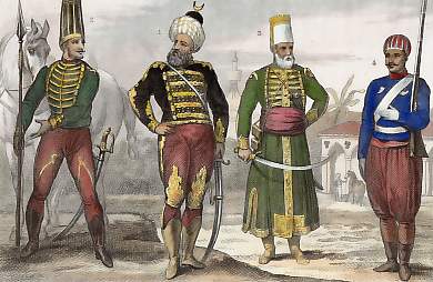 Costumes Miltaires Modernes: Le Sultan, Lancier De La Garde, Colonel D´Artillerie, Fantassin