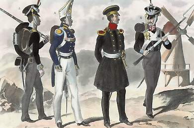 Costumes Militaires Prussiens: Chasseur, Officier Du Ier Régiment De La Garde, Officier D´Infanterie