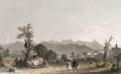 Pignerol, from the East, Monte Viso & the Cottian Alps in the Distance