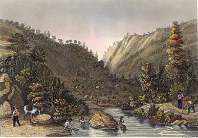 Die Goldwäschen am Mokelumne River in Californien